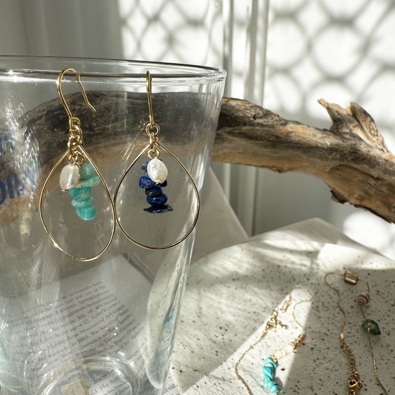 画像3: stone design asymmetry pierce　bl/ltbl/pearl (3)