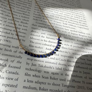 画像1: blue line short necklace