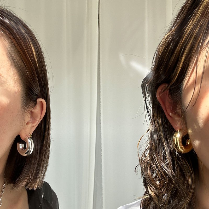 画像1: ◆久々の再販!!【LIVEご紹介アイテム】wide hoop pierce M (1)