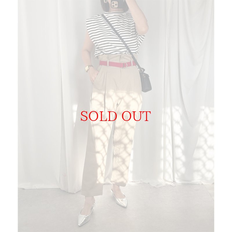 画像2: 【 liveご紹介アイテム】high-waist tuck pants (belt set) (2)