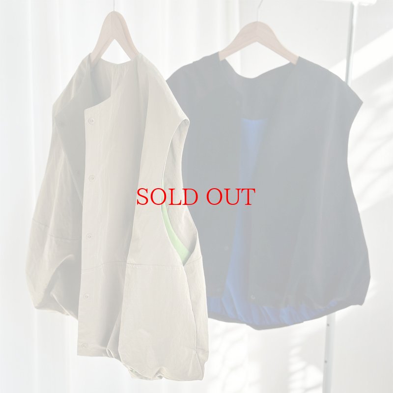 画像2: 【インスタliveご紹介アイテム】bi-color cocoon vest (2)