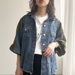 画像6: 【インスタliveご紹介アイテム】MA-1 docking denim shirt