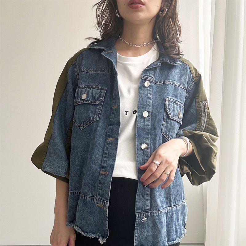 画像6: 【liveご紹介アイテム】MA-1 docking denim shirt (6)