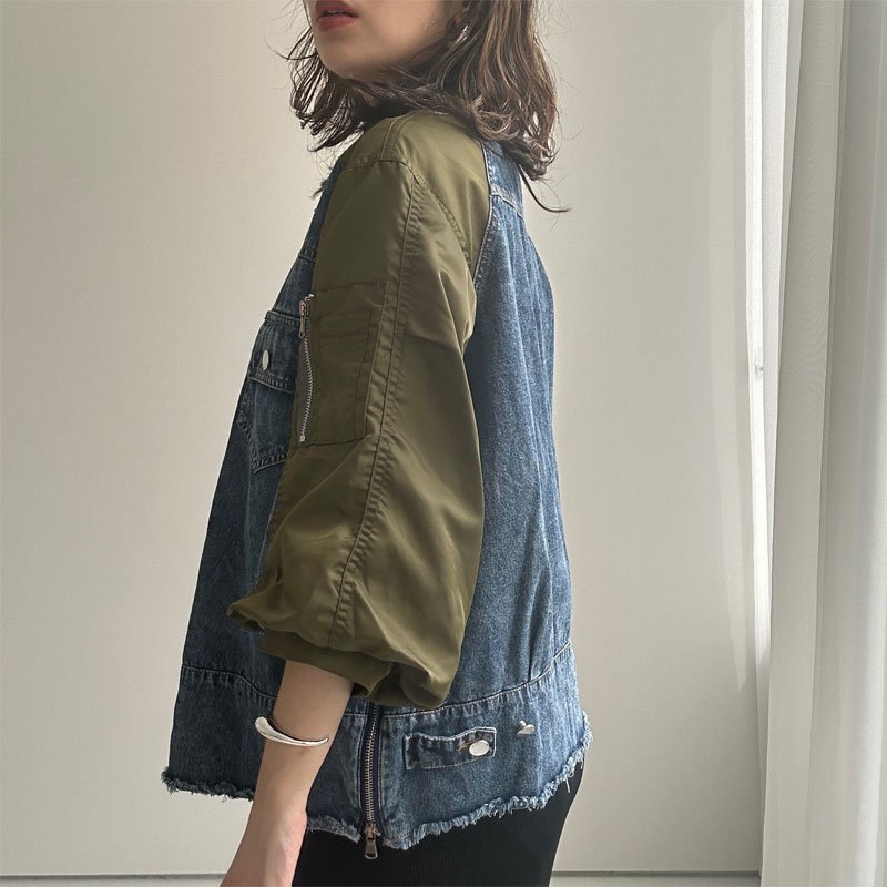 画像11: 【liveご紹介アイテム】MA-1 docking denim shirt (11)