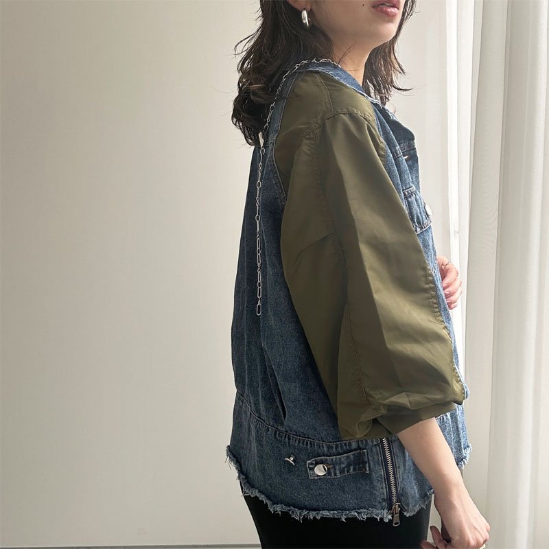 画像12: 【liveご紹介アイテム】MA-1 docking denim shirt (12)