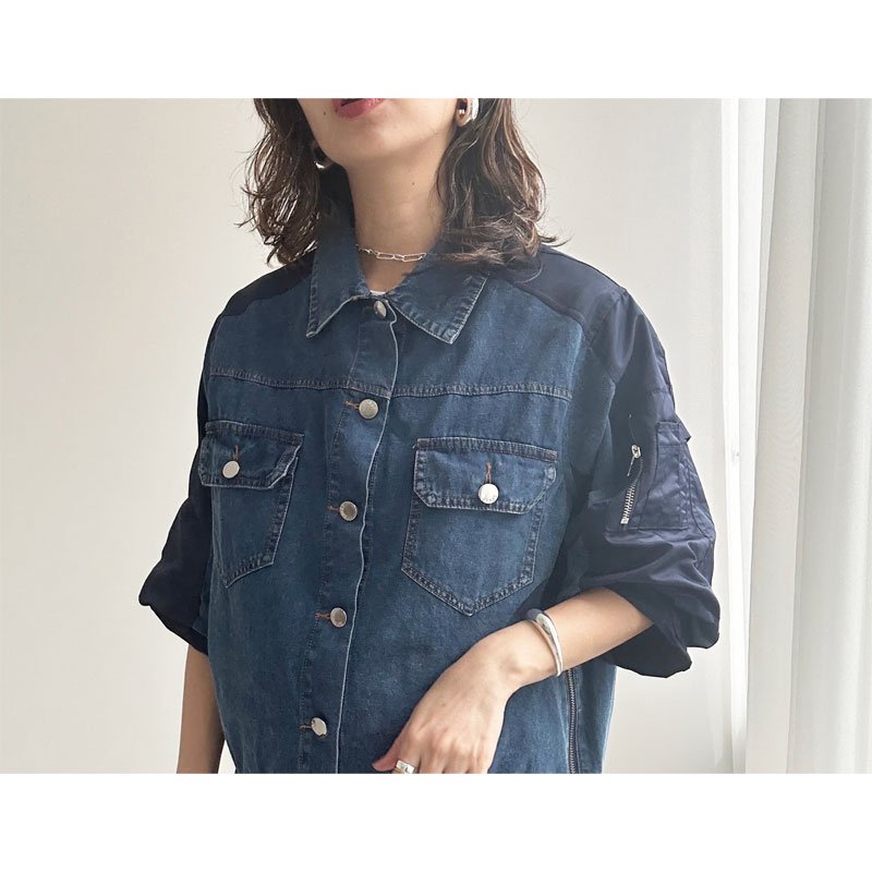 画像5: 【liveご紹介アイテム】MA-1 docking denim shirt (5)
