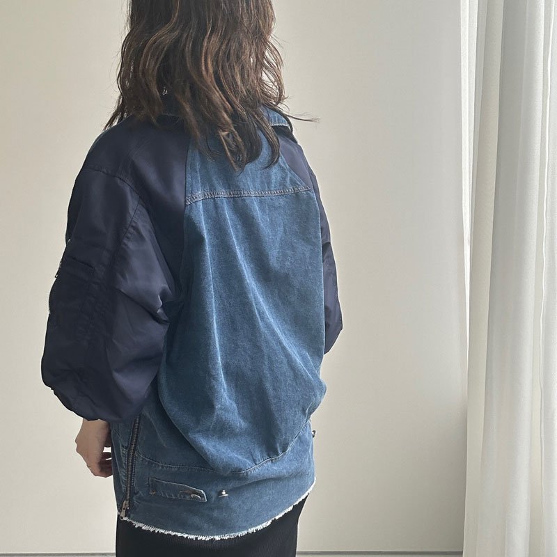 画像8: 【liveご紹介アイテム】MA-1 docking denim shirt (8)
