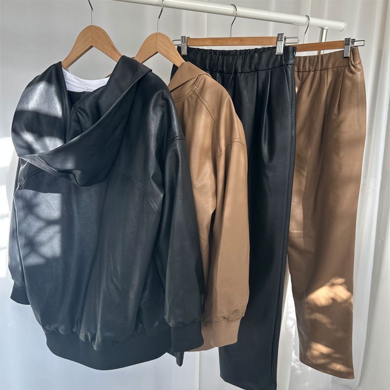 画像2: ●SALE●【liveご紹介アイテム】eco leather zip hoodie (2)