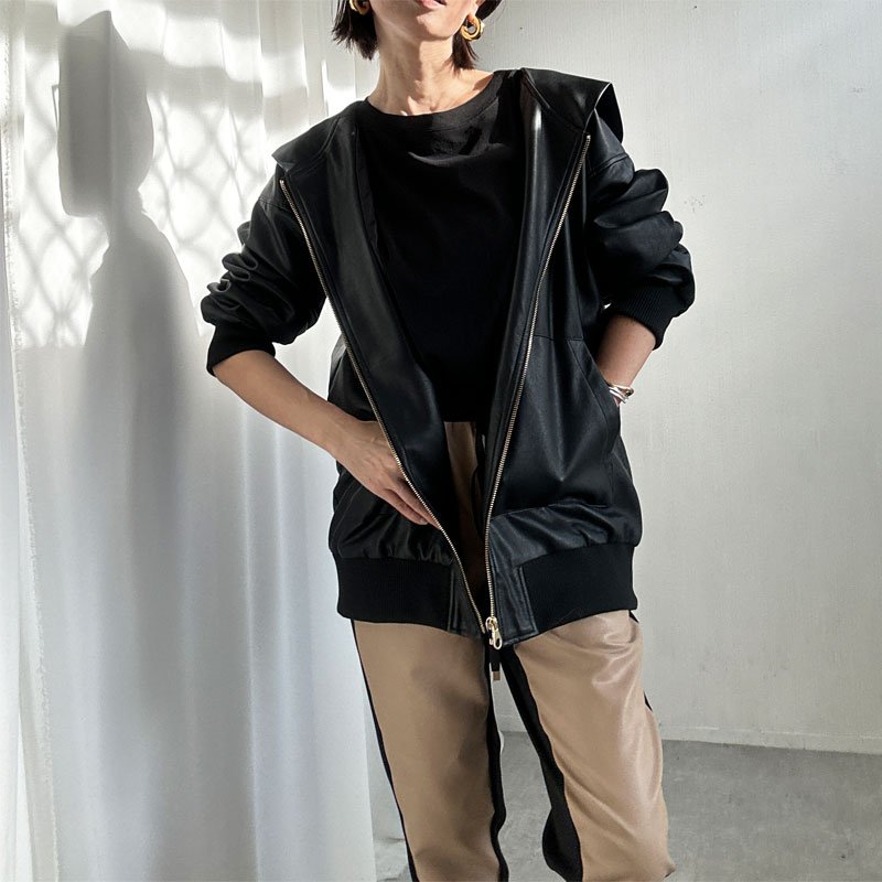 画像14: ●SALE●【liveご紹介アイテム】eco leather zip hoodie (14)