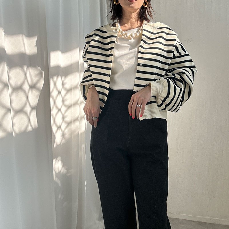画像16: ●SALE●【liveご紹介アイテム】前後着用OK！2way!! border balloon sleeve cardigan (16)
