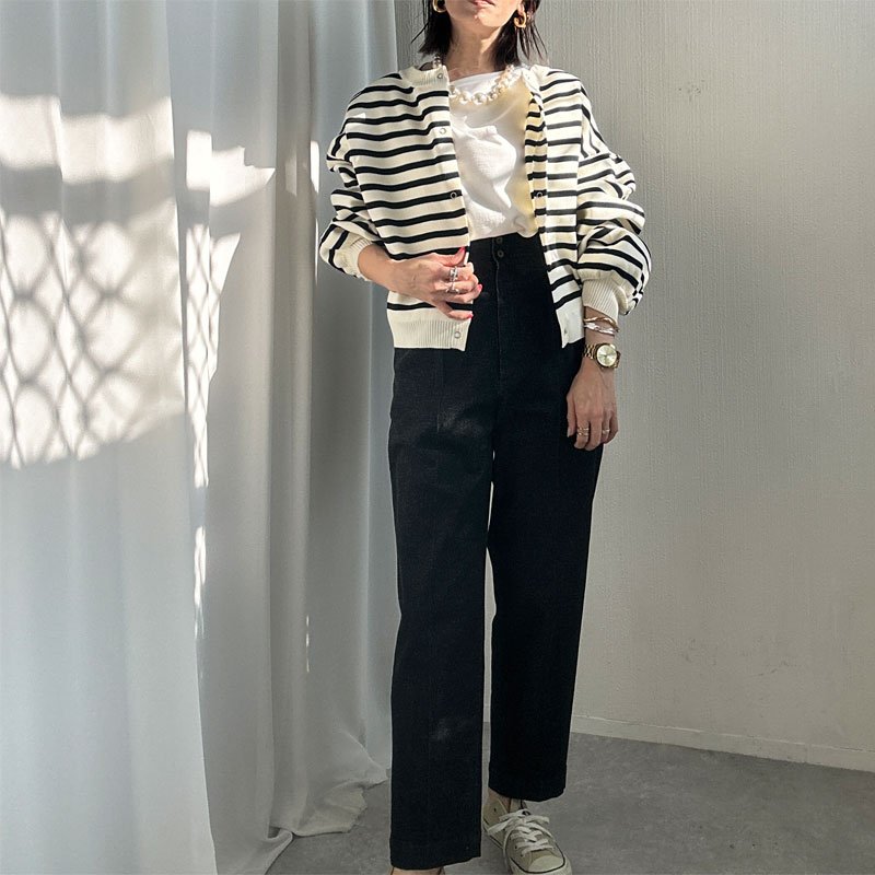 画像19: ●SALE●【liveご紹介アイテム】前後着用OK！2way!! border balloon sleeve cardigan (19)