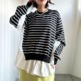 画像1: ●ニットとシャツがドッキング●【liveご紹介アイテム】docking design border knit (1)