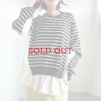 ●ニットとシャツがドッキング●【liveご紹介アイテム】docking design border knit