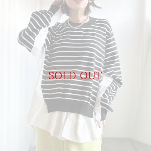 画像1: ●ニットとシャツがドッキング●【liveご紹介アイテム】docking design border knit