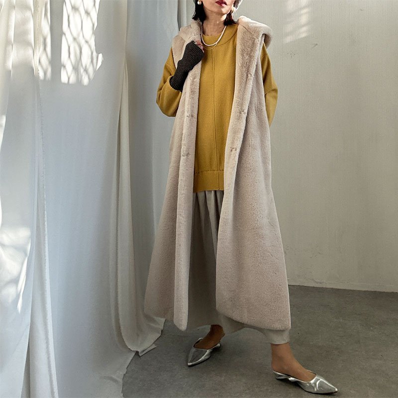 画像8: ●SALE●【liveご紹介アイテム】●hood fur long gilet (8)