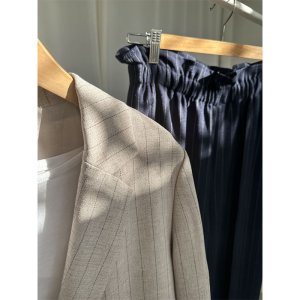 画像6: ●SALE●【LIVEご紹介アイテム】●リネンライクピンストライプWジャケット（ワイドパンツとセットアップ可能）