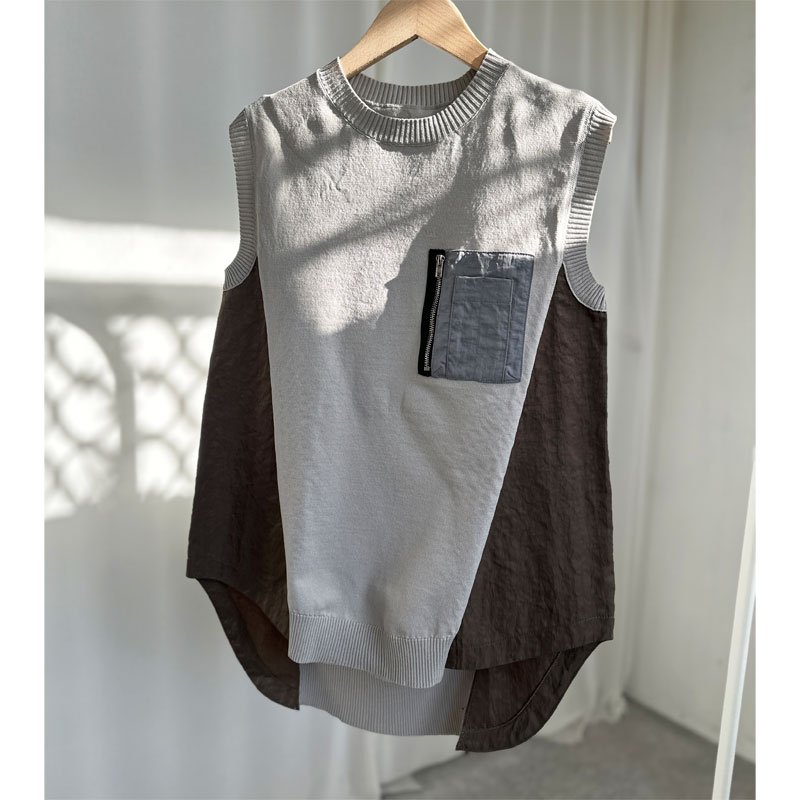 画像1: ●SALE●【LIVEご紹介アイテム】●ドッキングデザインニットトップス (1)