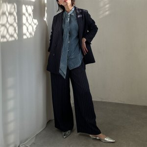 画像21: ●SALE●【LIVEご紹介アイテム】●リネンライクピンストライプWジャケット（ワイドパンツとセットアップ可能）