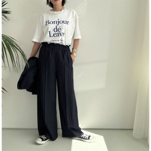 画像15: ●SALE●【LIVEご紹介アイテム】リネンライクピンストライプワイドパンツ(ジャケットとセットアップ可能)