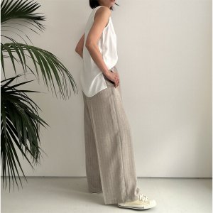 画像10: ●SALE●【LIVEご紹介アイテム】リネンライクピンストライプワイドパンツ(ジャケットとセットアップ可能)