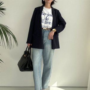 画像14: ●SALE●【LIVEご紹介アイテム】●リネンライクピンストライプWジャケット（ワイドパンツとセットアップ可能）