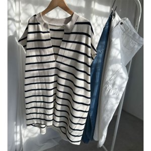 画像2: ●在庫限り●1日半のみの超短期販売●月曜朝9時まで●【6/6 LIVEご紹介アイテム】●キーネックボーダーロングトップス