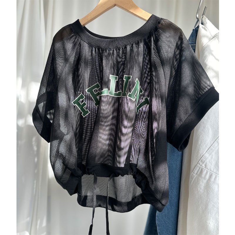 画像1: ●SALE●【LIVEご紹介アイテム】メッシュロゴトップス (1)