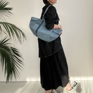 画像3: ●デニム×プリ―ツドッキング（セットアップ可能）●【LIVEご紹介アイテム】プリーツドッキングデニムスカート