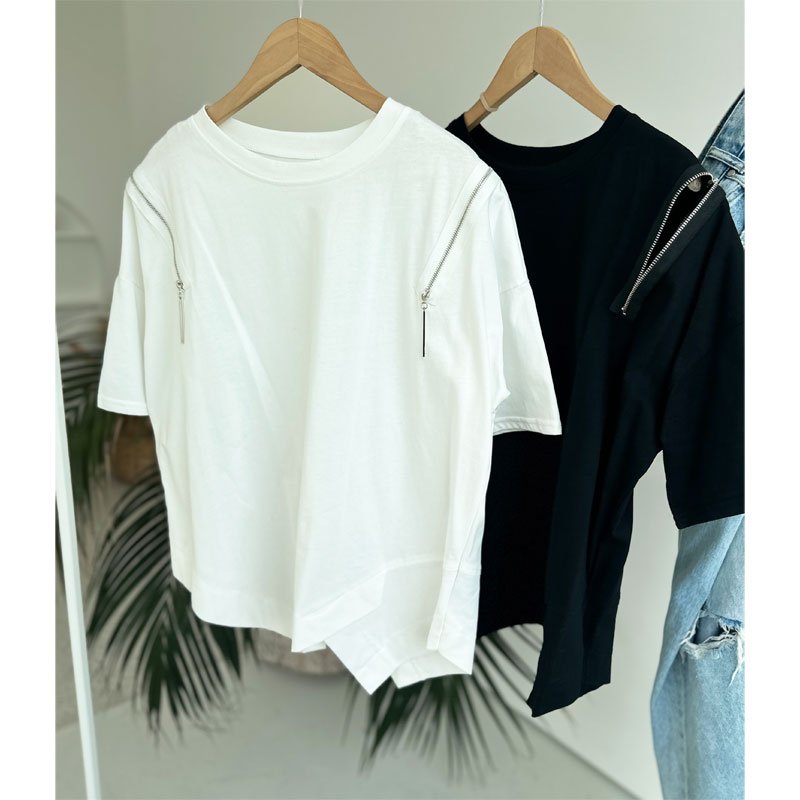 画像3:  ●SALE●  【7/22ご紹介アイテム】ジップデザインショルダーT (3)