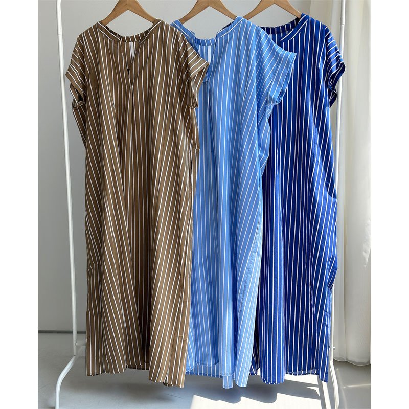 画像1: ●SALE●爽やかストライプシャツワンピ登場!!●【LIVEご紹介アイテム】●ストライプロングシャツワンピ (1)