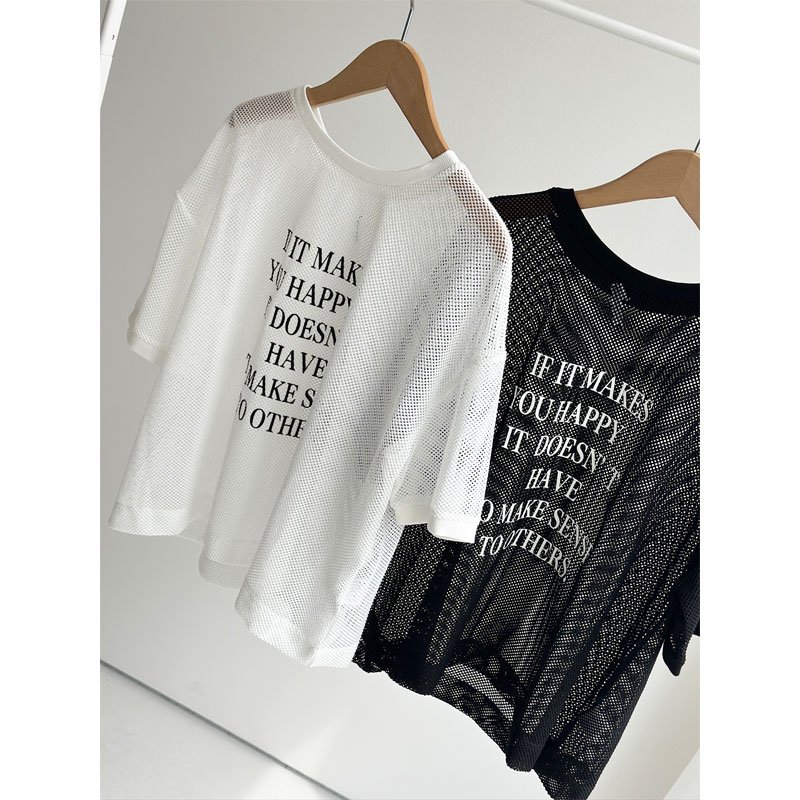 画像2: ●SALE●【LIVEご紹介アイテム】●半袖メッシュロゴトップス (2)
