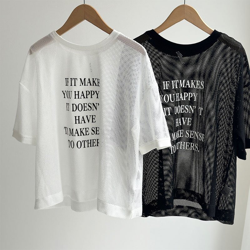 画像1: ●SALE●【LIVEご紹介アイテム】●半袖メッシュロゴトップス (1)
