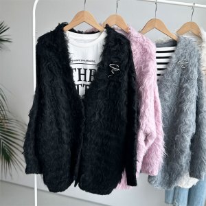 画像1: ●メーカー在庫限り●半額!!SALE●30日まで●【11/28 LIVEアイテム】●ブローチ付シャギーニットカーディガン