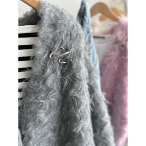 画像6: ●メーカー在庫限り●半額!!SALE●30日まで●【11/28 LIVEアイテム】●ブローチ付シャギーニットカーディガン