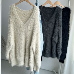 画像3: ●ゆるっと大人な雰囲気◎シャギーVネックニット【LIVEご紹介アイテム】