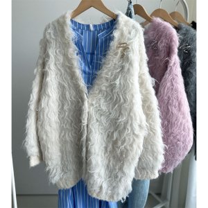 画像9: ●メーカー在庫限り●半額!!SALE●30日まで●【11/28 LIVEアイテム】●ブローチ付シャギーニットカーディガン