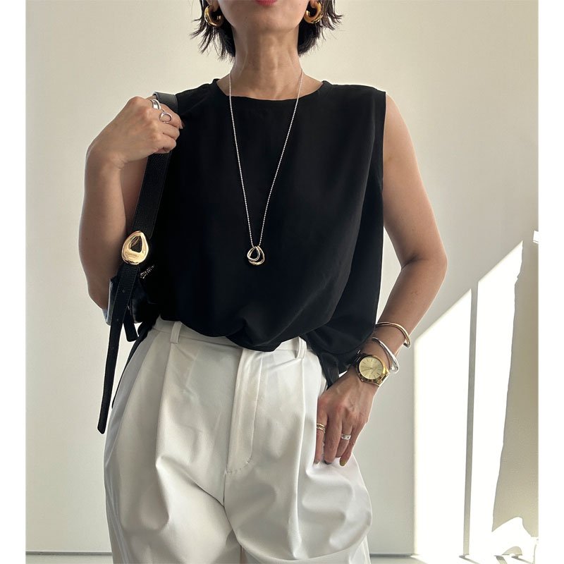 画像9: ●限定SALE●素材感と形が大人シンプルでステキ!!●【LIVEご紹介アイテム】●シンプル大人タンク (9)