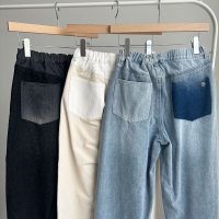 ●配色がオシャレなデザインデニム●【LIVEご紹介アイテム】●ポケットデザインワイドデニム