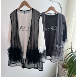 画像7: ●お袖がチュールレイヤード●【LIVEご紹介アイテム】●チュールスリーブロゴT