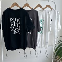 ●裾ドロストで変形に出来る●【LIVEご紹介アイテム】●ドロスト変形シルエットロゴT