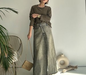 画像4: ●色合いがオシャレなデニムシリーズ●セットアップ可能●【LIVEご紹介アイテム】●アシメデザインデニムスカート