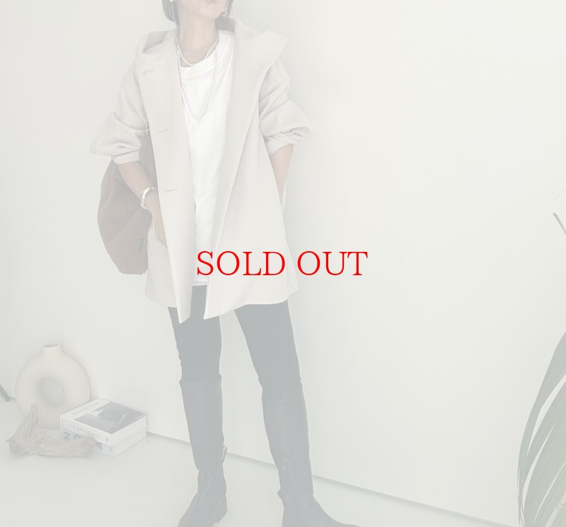 画像19: ● SALE●【LIVEご紹介アイテム】●ウールライクストレッチフーディコート (19)