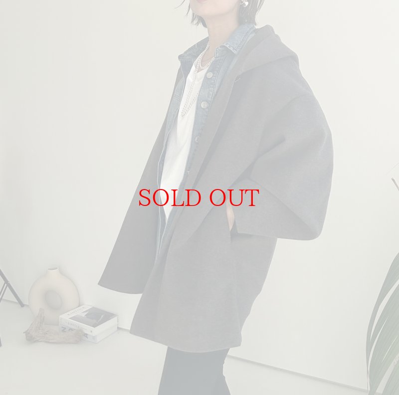 画像1: ● SALE●【LIVEご紹介アイテム】●ウールライクストレッチフーディコート (1)