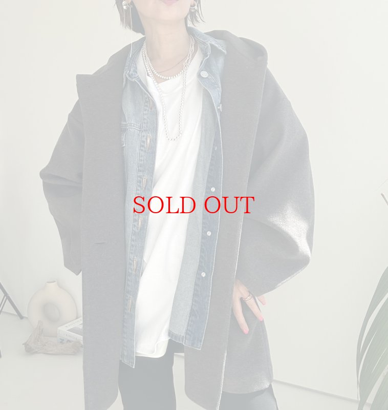 画像3: ● SALE●【LIVEご紹介アイテム】●ウールライクストレッチフーディコート (3)