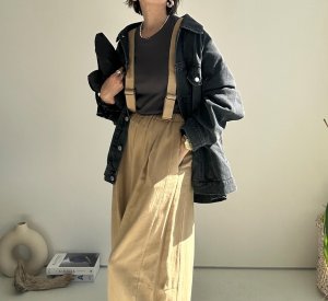 画像1: ●サロペとしてもパンツとしても使える◎【3/24 LIVEご紹介アイテム】●2wayリネンカーブサロペ