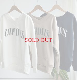 画像1: ●SALE●【12/25 LIVEアイテム】裏ボアであったか●Vネック裏ボアロゴスエット（ホワイト）