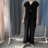 ●生産枠限り●期間限定●ご予約5倍ポイント【2/2 LIVEアイテム】●フレンチスリーブオールインワン　ブラック（予約/4-5）