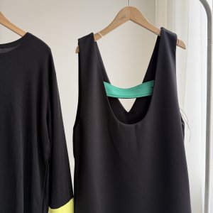画像2: ●オリジナル●前後2WAYで使えてベルトも3WAY!!着こなし色々【5/12 LIVEご紹介アイテム】2WAY配色ワンピース