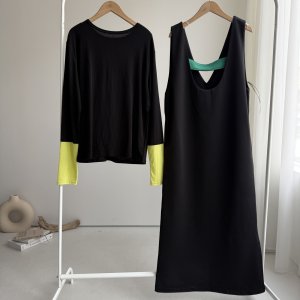 画像4: ●オリジナル●前後2WAYで使えてベルトも3WAY!!着こなし色々【5/12 LIVEご紹介アイテム】2WAY配色ワンピース