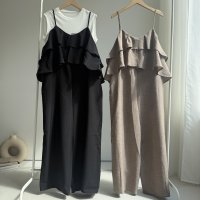 ●サラッと素材で真夏もOK◎【5/4 LIVEご紹介アイテム】●フリルキャミサロペット（セットアップ可能）（メーカー確認後取り寄せ）